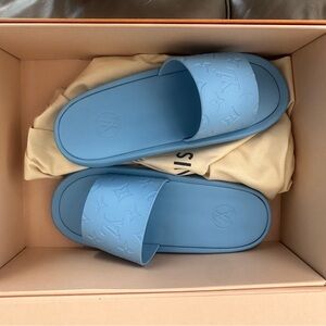 Louis Vuitton Light Blue Slide Sandals